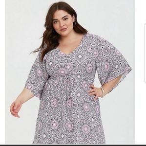 Torrid white medallion challis skater dress